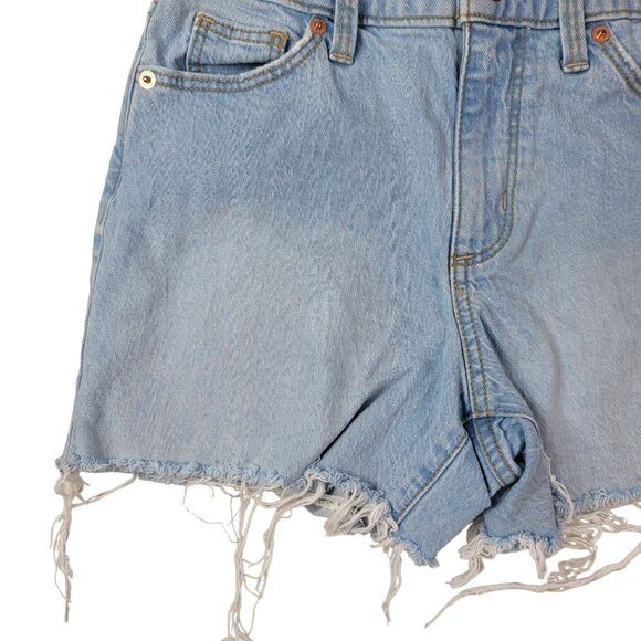 Universal Thread Vintage Midi Denim Shorts Blue Light SZ 0 25R Distress Cut Off - Picture 4 of 8